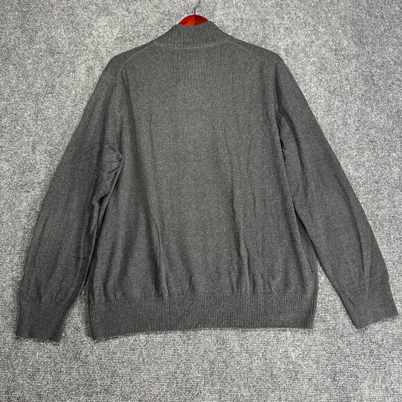 Eddie Bauer Sweater Mens 1/4 Zip Gray Cotton Cashmere Knit Pullover Ribbed Hem - Picture 6 of 7